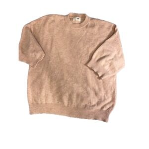 SOFT GOAT Pink 100% Cashmere 3/4 Sleeve Crewneck Sweater size M